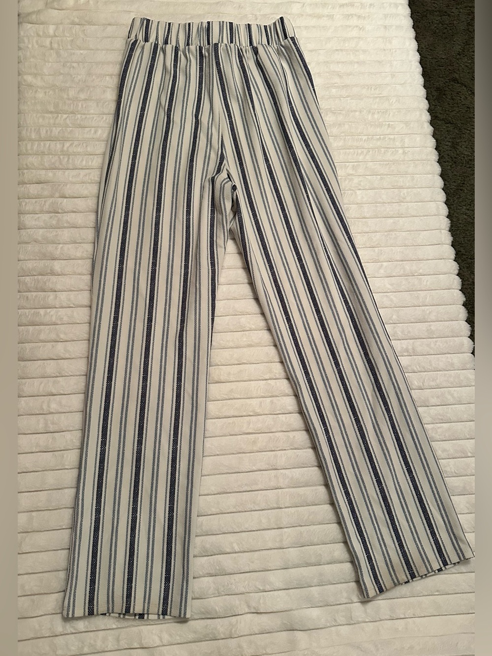 Derek Heart Navy and White Vertical Stripe Drawstring Chinos - Picture 2 of 3